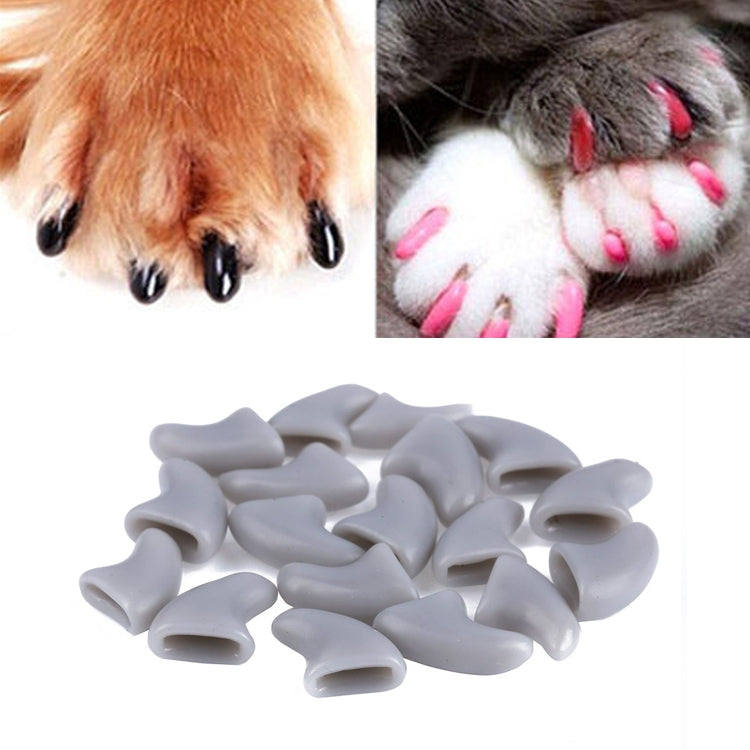 20 PCS Silicone Soft Cat Nail Caps / Cat Paw Claw / Pet Nail Protector/Cat Nail Cover, Size:L(Gray) - Protective & Protection by PMC TechLife | Online Shopping South Africa | PMC TechLife | Buy Now Pay Later Mobicred