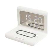 RT1 10W QI Universal Multi-function Mobile Phone Wireless Charger with Alarm Clock & Time / Calendar / Temperature Display(White)