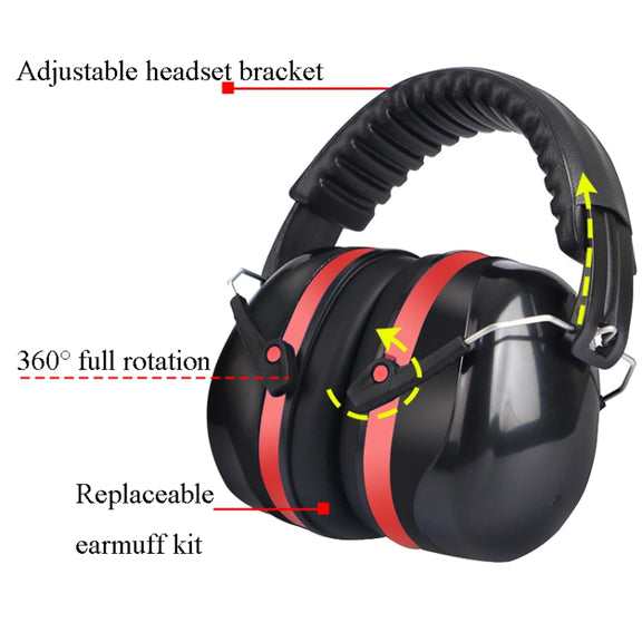 Soundproof Earmuffs Noise-Proof Sleep Earmuffs Industrial Protective Earmuffs Ear Caps(Red Black)
