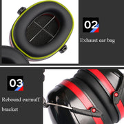 Soundproof Earmuffs Noise-Proof Sleep Earmuffs Industrial Protective Earmuffs Ear Caps(Red Black)