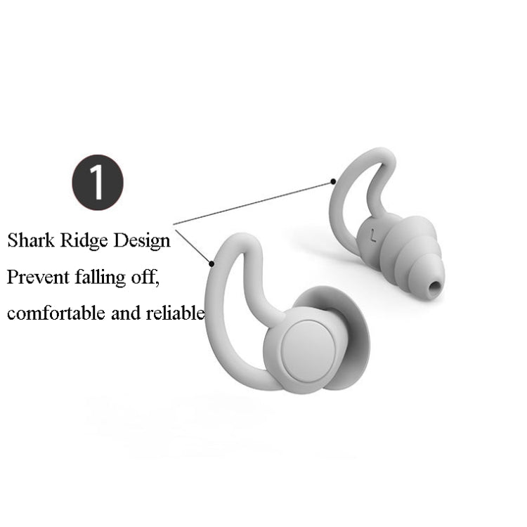 4 PCS / 2 Pair Shark Fin Nnti-falling and Noise-reducing Earplugs Anti-Noise Earplugs For Sleeping Dormitory Noise Cancelling And Noise Prevention Earplugs(Gray (3 Layers))