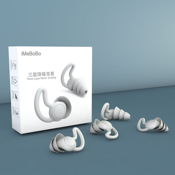 4 PCS / 2 Pair Shark Fin Nnti-falling and Noise-reducing Earplugs Anti-Noise Earplugs For Sleeping Dormitory Noise Cancelling And Noise Prevention Earplugs(Gray (3 Layers))