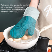 Thickened Silicone Gloves Household Microwave Oven Anti-Scald Insulation Glove(Lake Blue)