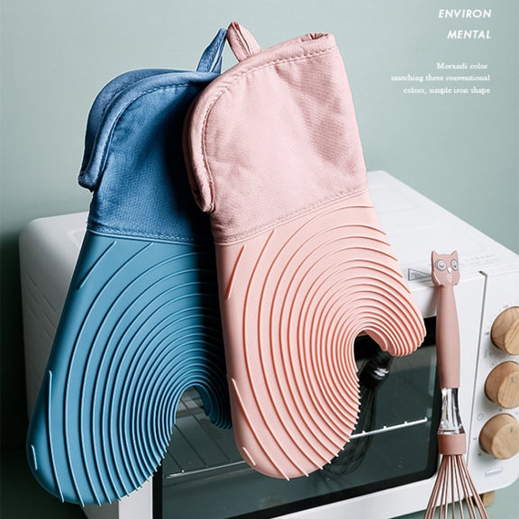 Thickened Silicone Gloves Household Microwave Oven Anti-Scald Insulation Glove(Lake Blue)
