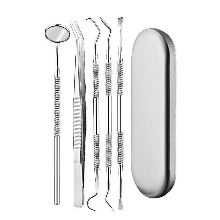5 in 1 Silver Box Stainless Steel Dental Tools Dental Care Tartar Tool Dentist Tool Set - free shipping - PMC TechLife - Order now!