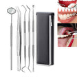 5 in 1 Steel Side Leather Case Stainless Steel Dental Tools Dental Care Tartar Tool Dentist Tool Set - Dental Tools by PMC TechLife | Online Shopping South Africa | PMC TechLife