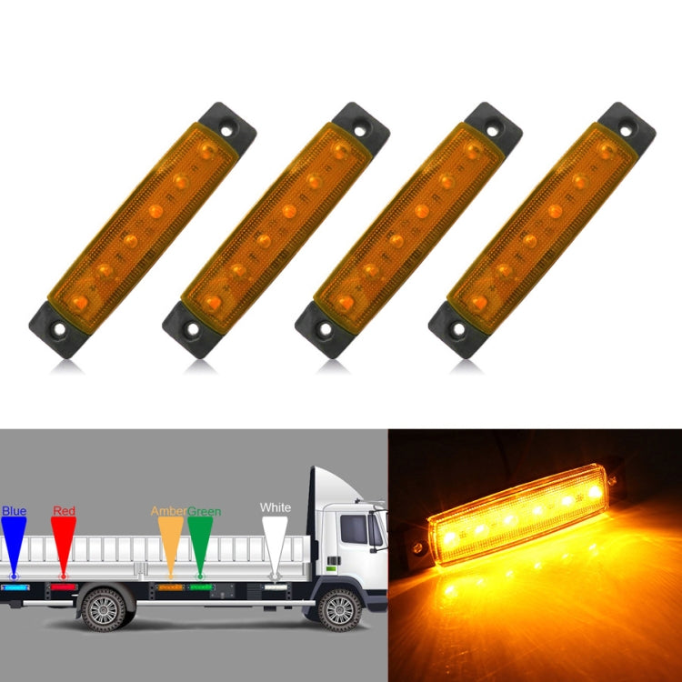 4 PCS 12V 6 SMD Auto Car Bus Truck Wagons External Side Marker Lights LED Trailer Indicator Light Rear Side Lamp(Amber) - Clearance Lights by PMC TechLife | Online Shopping South Africa | PMC TechLife
