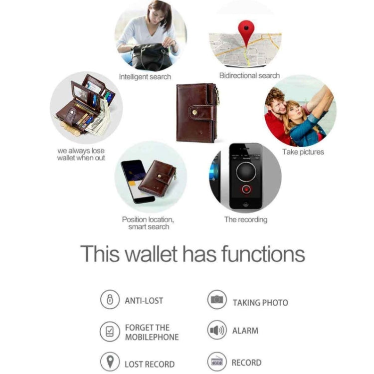 Men Leather Wallet Smart Bluetooth Antimagnetic RFID Anti-Lost Anti-Theft Multi-Function Coin Purse - free shipping - PMC Jewellery - Order now!