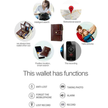 Men Leather Wallet Smart Bluetooth Antimagnetic RFID Anti-Lost Anti-Theft Multi-Function Coin Purse - free shipping - PMC Jewellery - Order now!