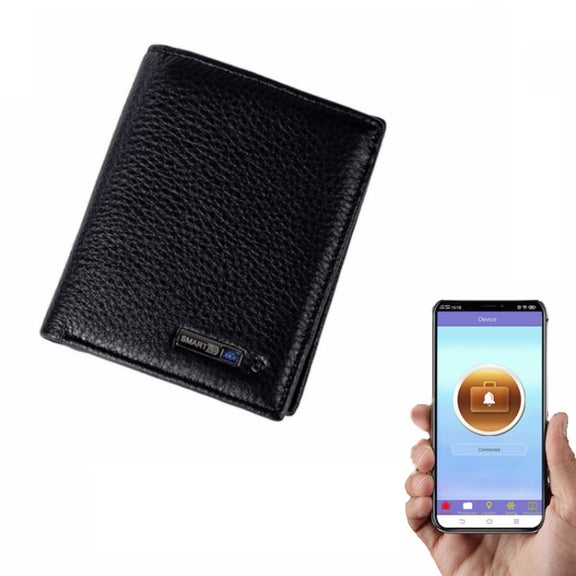 Vertical Wallet Smart Bluetooth Anti-Lost Anti-Theft Leather Bag, Style:Smart(Black)