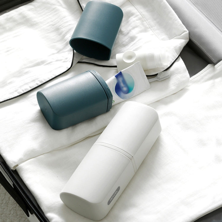 Portable Toothbrush Cups for Business Trips with Lid Creative Mouthwash Cup, Style:Without Sub-bottle(Dark Blue)