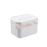 Household Portable Cosmetic Finishing Storage Box Large-capacity Family Safety Emergency Storage Box Double-layer Medicine Case, Size:S-24x16.5x16cm(White)