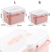 Household Portable Cosmetic Finishing Storage Box Large-capacity Family Safety Emergency Storage Box Double-layer Medicine Case, Size:S-24x16.5x16cm(White)