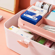 Multifunctional Dustproof Jewelry Cosmetic Plastic Box Household Portable Medicine Box Case, Size:S 24x16.5x14cm(White)