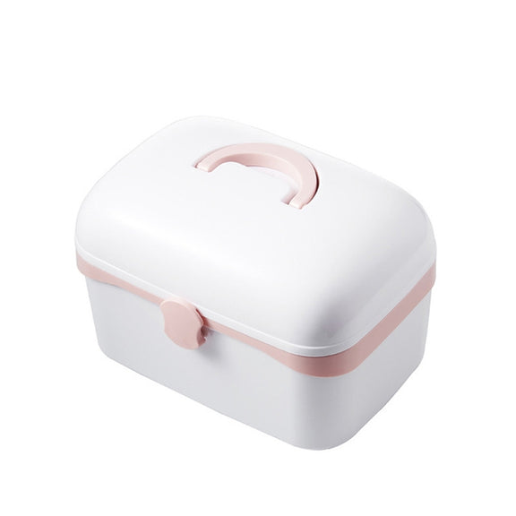 Multifunctional Dustproof Jewelry Cosmetic Plastic Box Household Portable Medicine Box Case, Size:S 24x16.5x14cm(White)