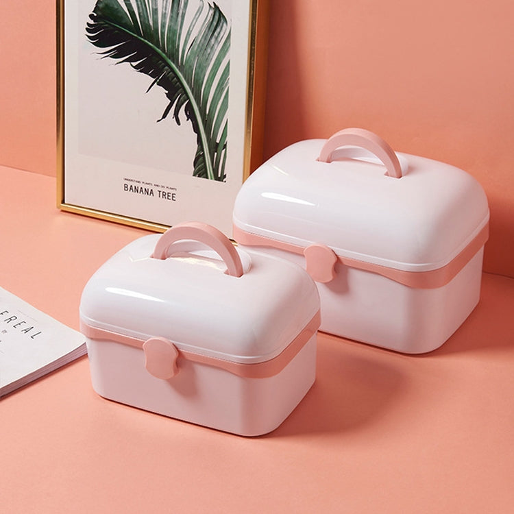 Multifunctional Dustproof Jewelry Cosmetic Plastic Box Household Portable Medicine Box Case, Size:S 24x16.5x14cm(White)