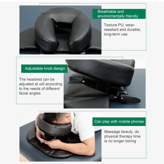 Adjustable Headrest Face Pillow Family Massage Beauty Cradle Rest Pad For Desk(Black Color)