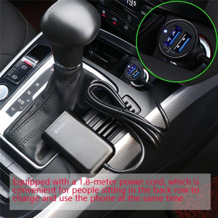 One For Four 8A Car Charger QC3.0 Fast Charge 4USB Car Front And Rear Seat Car Charger - Car Charger by PMC TechLife | Online Shopping South Africa | PMC TechLife