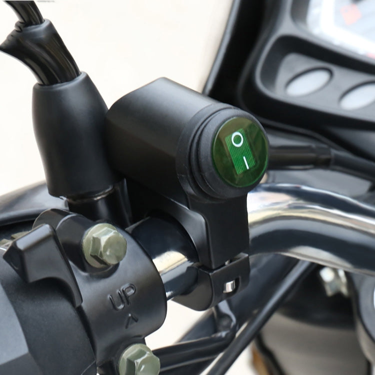 Motorcycle Aluminum Alloy Faucet LED Waterproof Switch Accessories Headlight Switch(Green Light Black) - free shipping - PMC Jewellery - Order now!