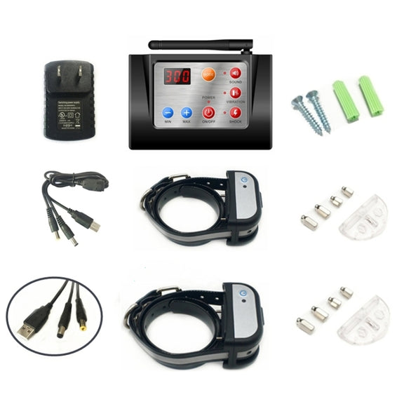 2 In 1 Smart Wireless Water-resistant Fence Remote Dog Trainer with Collar, Style:700G(EU Plug)