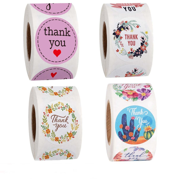 Roll Seal Sticker Thank You Sticker Flower Decoration Sticker Label, Size: 2.5cm / 1inch(A-59)