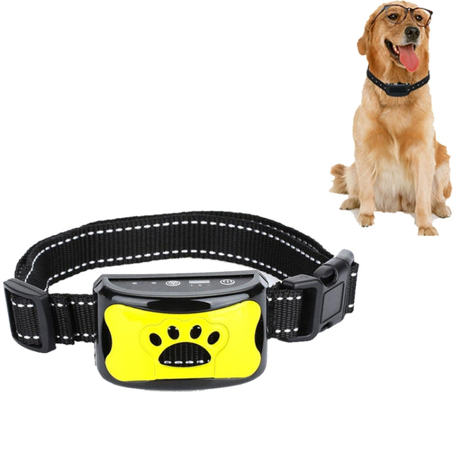 Rechargeable Water-resistant Intelligent Identification Automatic Lock Bark Stop(Lemon Yellow)