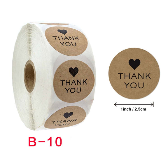 Kraft Paper Roll Sticker Thank You Sticker Label Red Love Envelope Decoration, Size: 2.5cm/1inch(B-10)