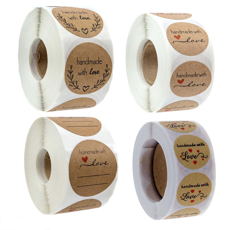 Kraft Paper Sealing Stickers Handmade Baking Labels Holiday Gift Packaging Decoration, Size: 2.5cm/1inch(B-06)
