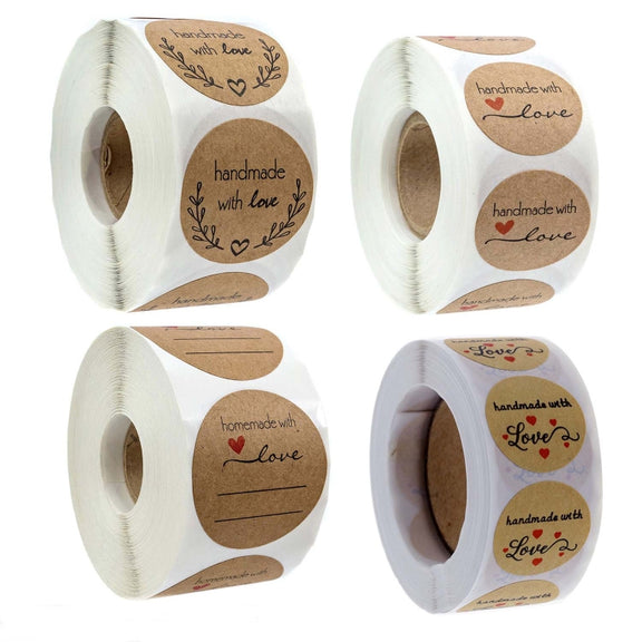 Kraft Paper Sealing Stickers Handmade Baking Labels Holiday Gift Packaging Decoration, Size: 2.5cm/1inch(B-05)
