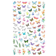10pcs 3D Adhesive Butterfly Retro Rose Color Nail Art Sticker(F-625)