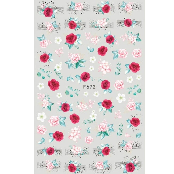 10pcs 3D Adhesive Butterfly Retro Rose Color Nail Art Sticker(F-672)