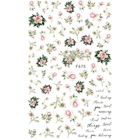 10pcs 3D Adhesive Butterfly Retro Rose Color Nail Art Sticker(F-675)