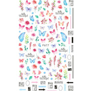 10pcs 3D Adhesive Butterfly Retro Rose Color Nail Art Sticker(F-677)