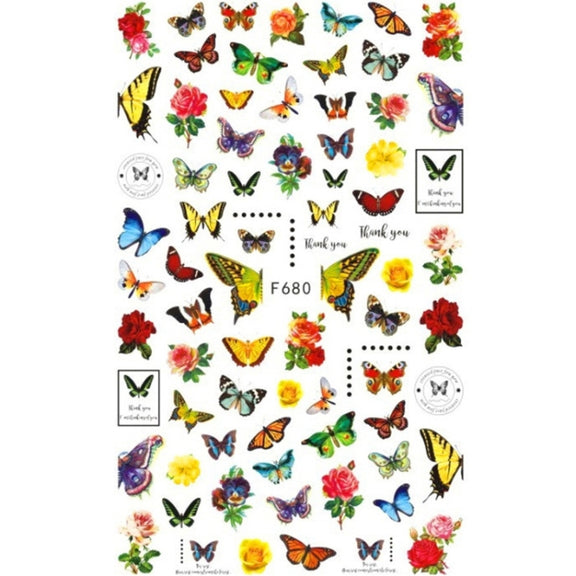 10pcs 3D Adhesive Butterfly Retro Rose Color Nail Art Sticker(F-680)