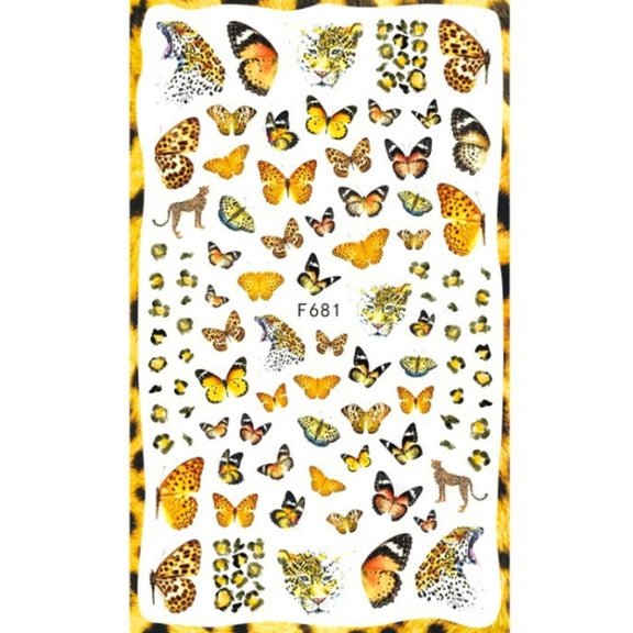 10pcs 3D Adhesive Butterfly Retro Rose Color Nail Art Sticker(F-681)