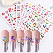 10pcs 3D Adhesive Butterfly Retro Rose Color Nail Art Sticker(F-628)