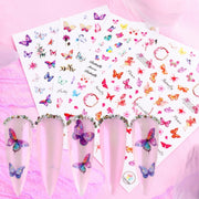 10pcs 3D Adhesive Butterfly Retro Rose Color Nail Art Sticker(F-676)