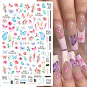 10pcs 3D Adhesive Butterfly Retro Rose Color Nail Art Sticker(F-628)