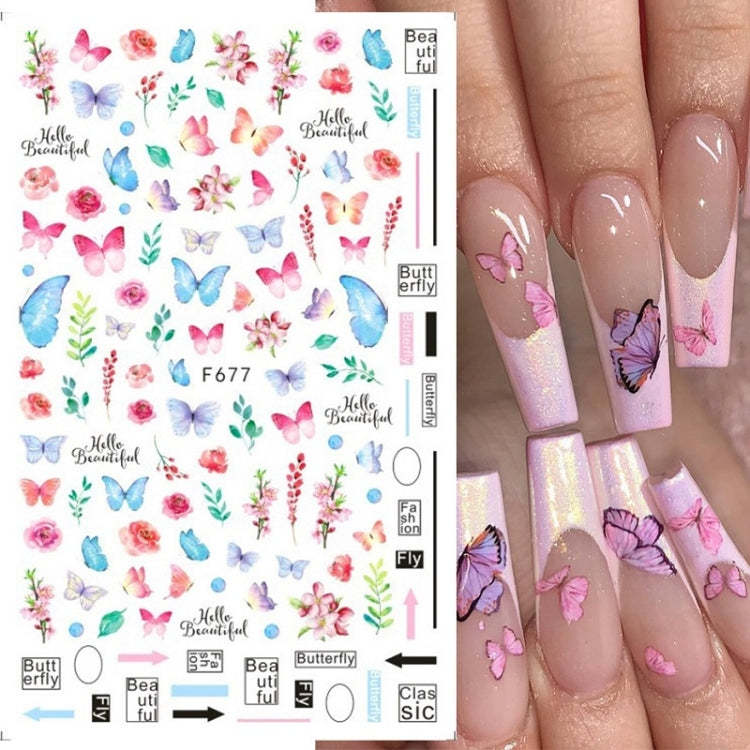 10pcs 3D Adhesive Butterfly Retro Rose Color Nail Art Sticker(F-628)