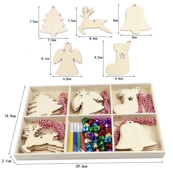 Christmas Creative DIY Decoration Gift Set  Handmade Wood Chip Pendant, Style:JM02039