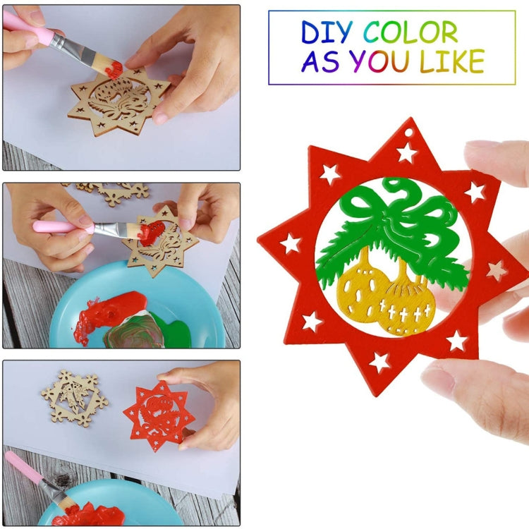 Christmas Creative DIY Decoration Gift Set  Handmade Wood Chip Pendant, Style:JM02040
