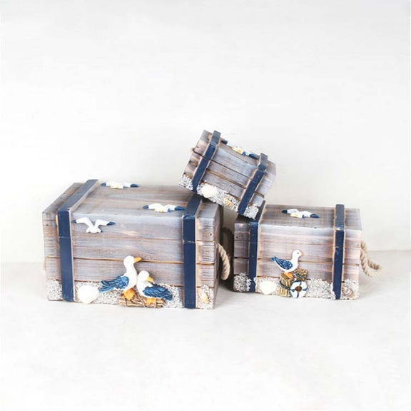 3 In 1 Wooden Storage Box Jewelry Boxes Wooden Box Decoration(Gray Set)