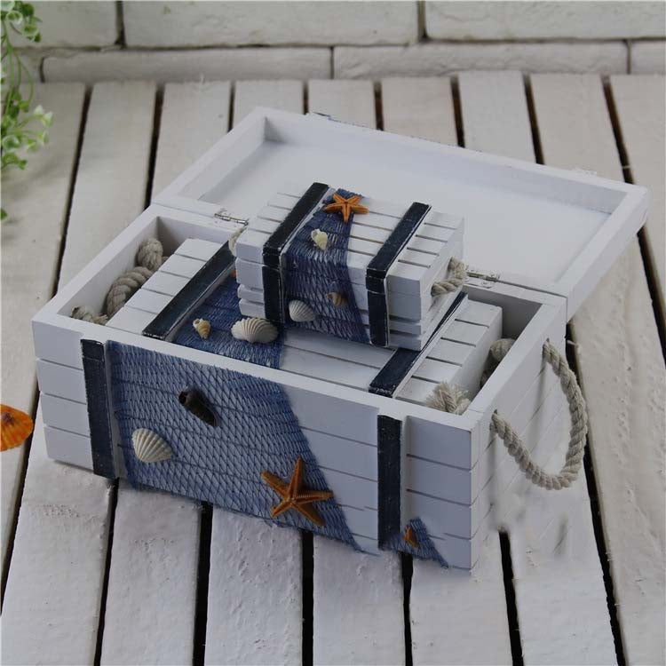 3 In 1 Wooden Storage Box Jewelry Boxes Wooden Box Decoration(Gray Set)