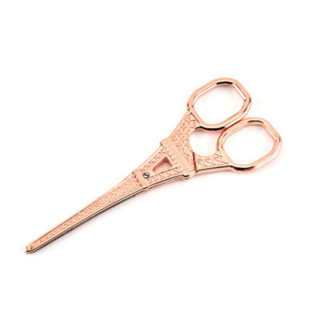 Stainless Steel Eiffel Tower Scissors Handmade Thread Tea Bag Scissors(Rose Gold)