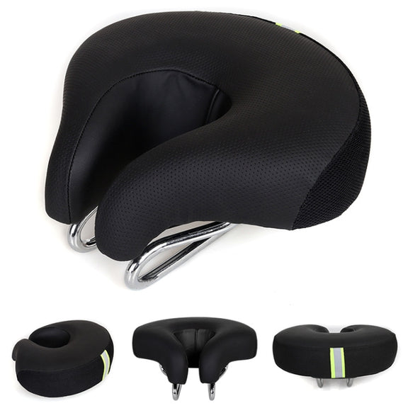 Noseless Bicycle Saddle Mountain Bike Thickened  Soft Cushion(Black)