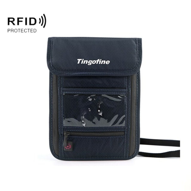 Travel Storage Messenger Passport Bag Multifunctional RFID Anti-Theft Hanging Neck Document Bag Card Bag, Size: 21x16cm(Iron Gray)