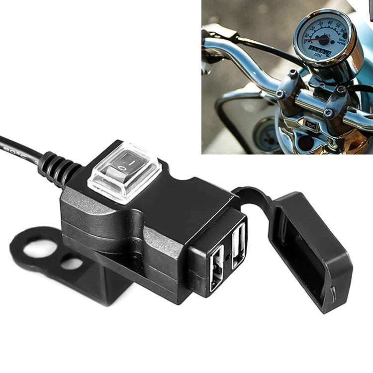 Dual USB Port 12V Waterproof Motorbike Motorcycle Handlebar Charger 5V 1A/2.1A Adapter Power Supply Socket for Phone Mobile - Electrical System by PMC TechLife | Online Shopping South Africa | PMC TechLife | Buy Now Pay Later Mobicred
