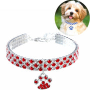 Pet Collar Diamond Elastic Cat And Dog Necklace Jewelry, Size:S(Red White)