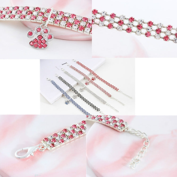 Pet Collar Diamond Elastic Cat And Dog Necklace Jewelry, Size:S(Red White)