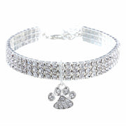 Pet Collar Diamond Elastic Cat And Dog Necklace Jewelry, Size:M(White)